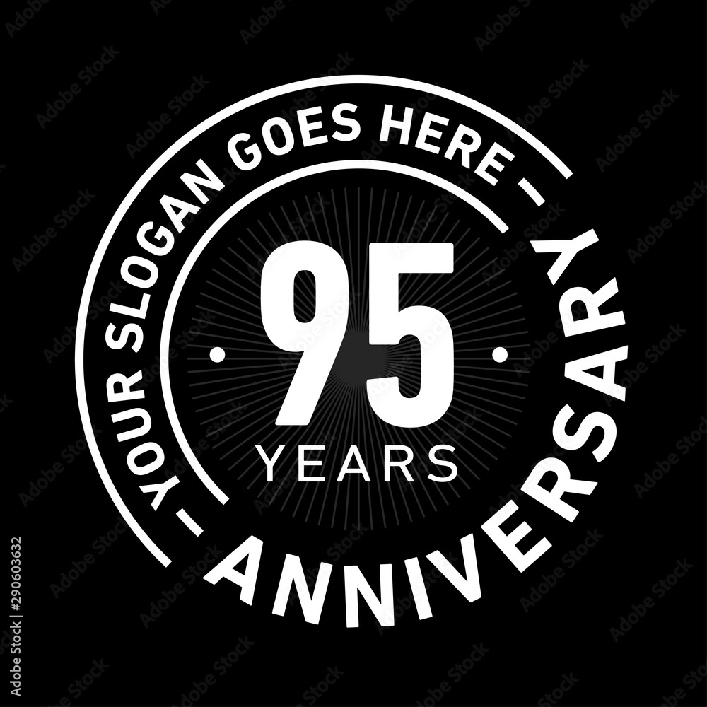 95 years anniversary logo template. Ninety-five years celebrating logotype. Black and white vector and illustration.