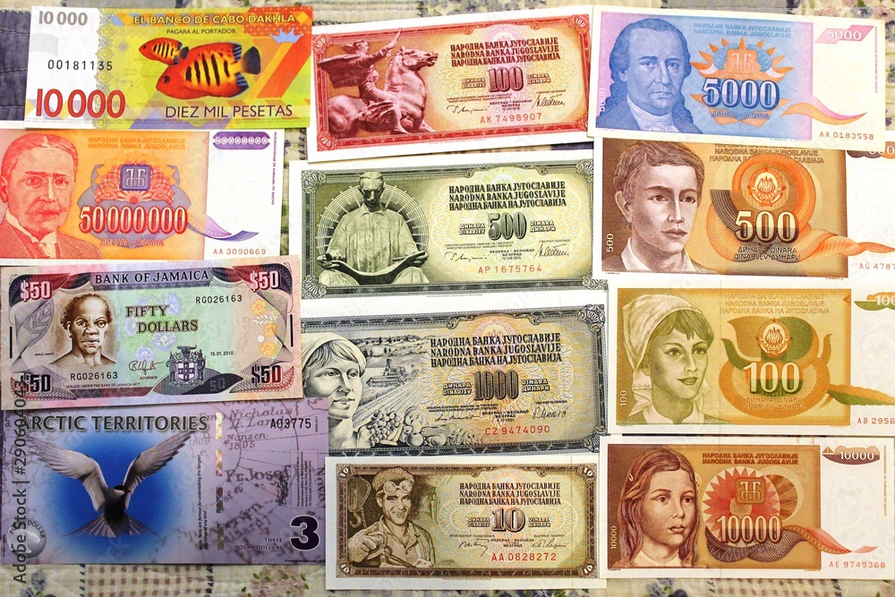 Background-banknotes of different countries and denominations