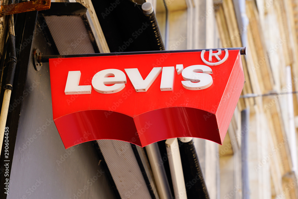 Bordeaux , Aquitaine / France - 09 18 2019 : Levis clothing store shop sign  Levi's in street Stock Photo | Adobe Stock