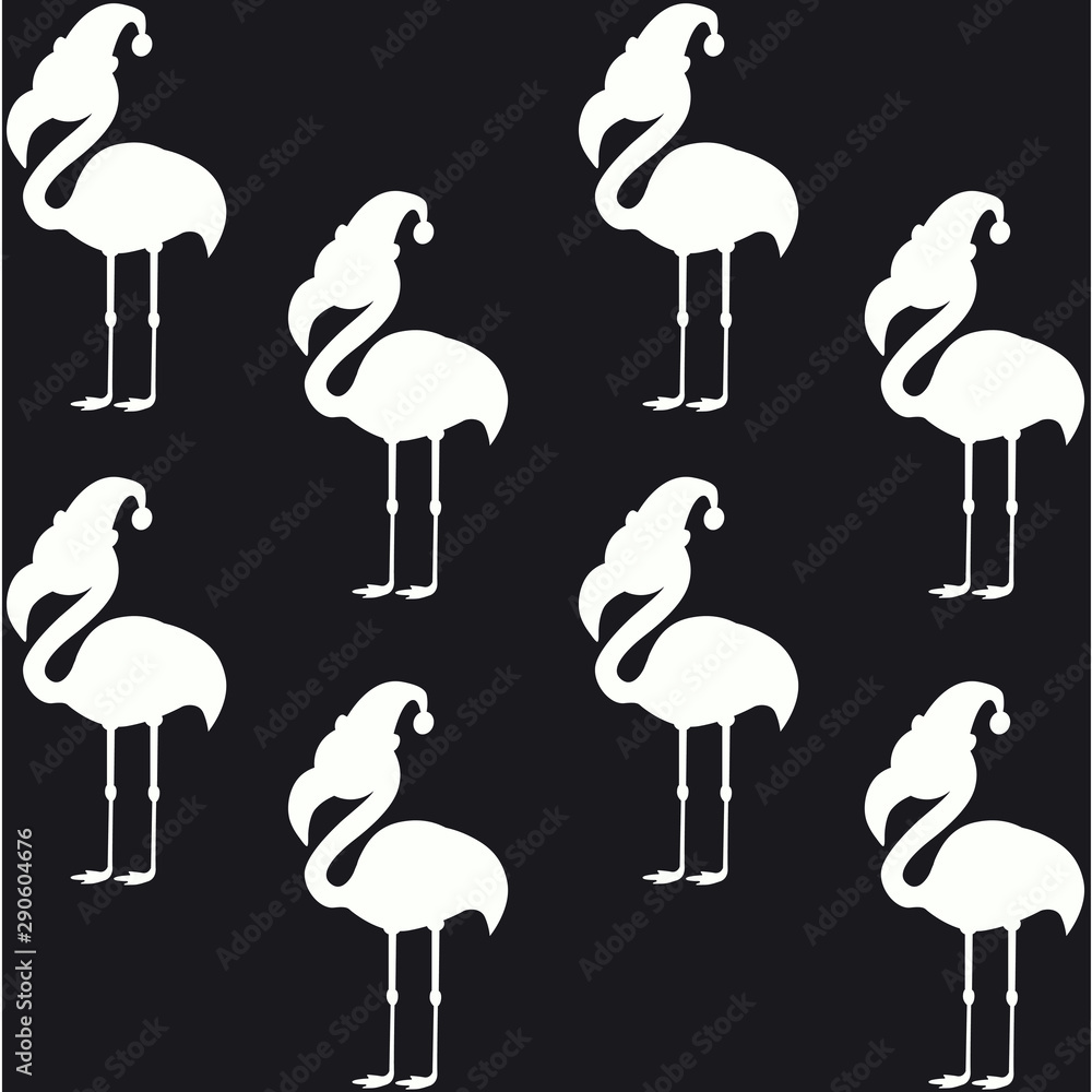 Obraz premium White silhouette flamingo, vector illustration 