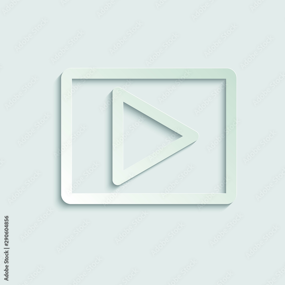 play icon. Video play symbol. paper icon with shadow play icon. Video play symbol. paper icon with shadow