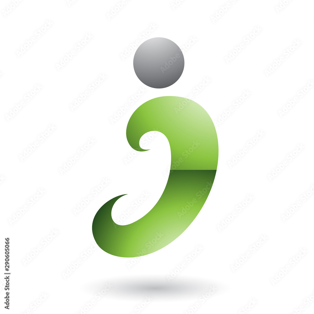 Green Glossy Curvy Fun Letter I Illustration Green Glossy Curvy Fun Letter I Illustration