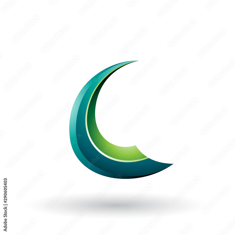Green Glossy Flying Letter C Illustration Green Glossy Flying Letter C Illustration