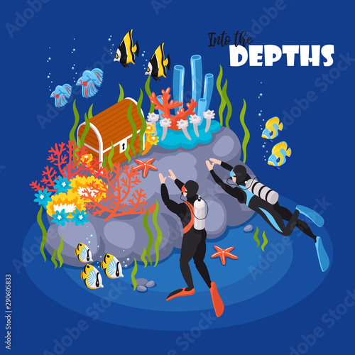 Scuba Diver Isometric Composition