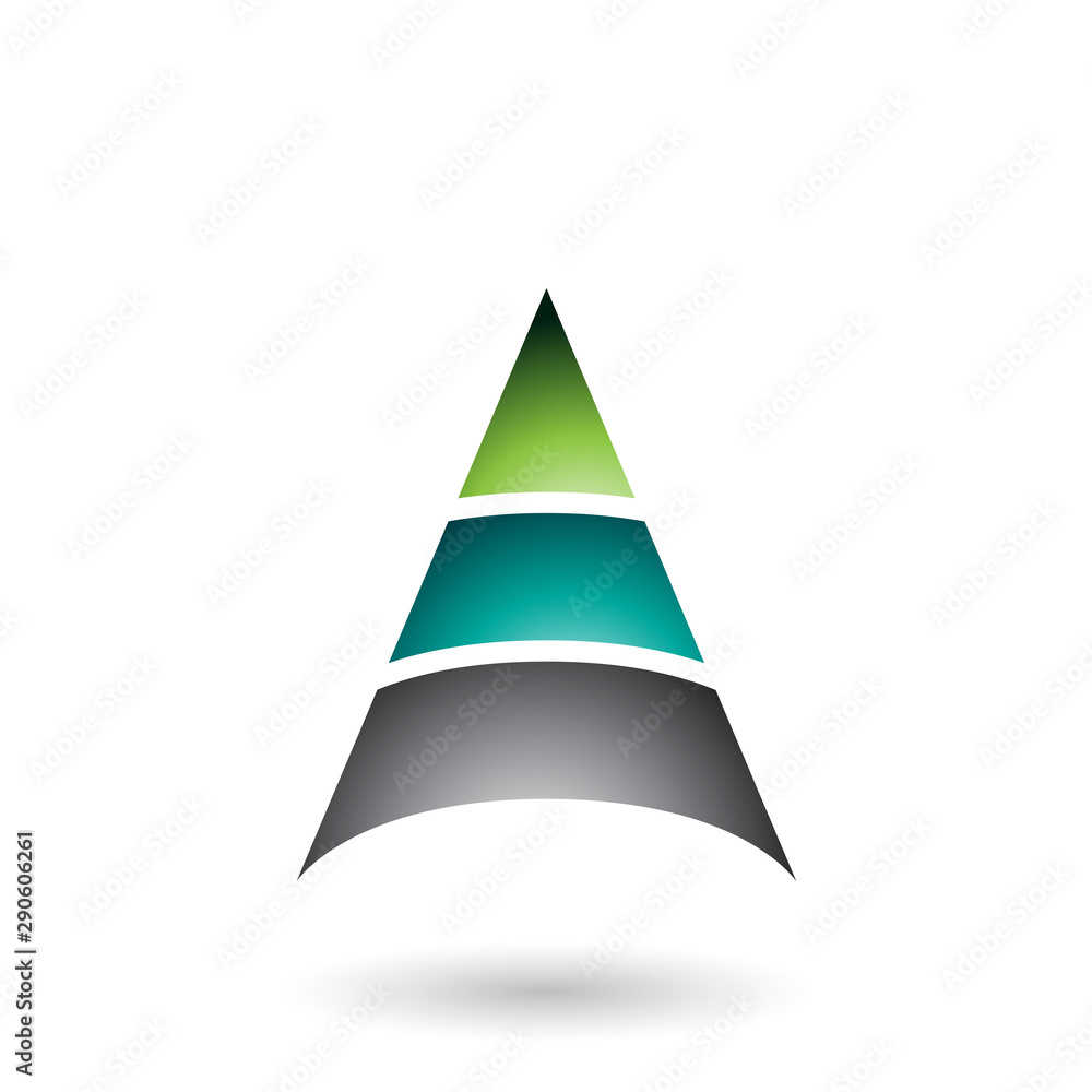 Fototapeta premium Green Letter A with Three Layers Illustration