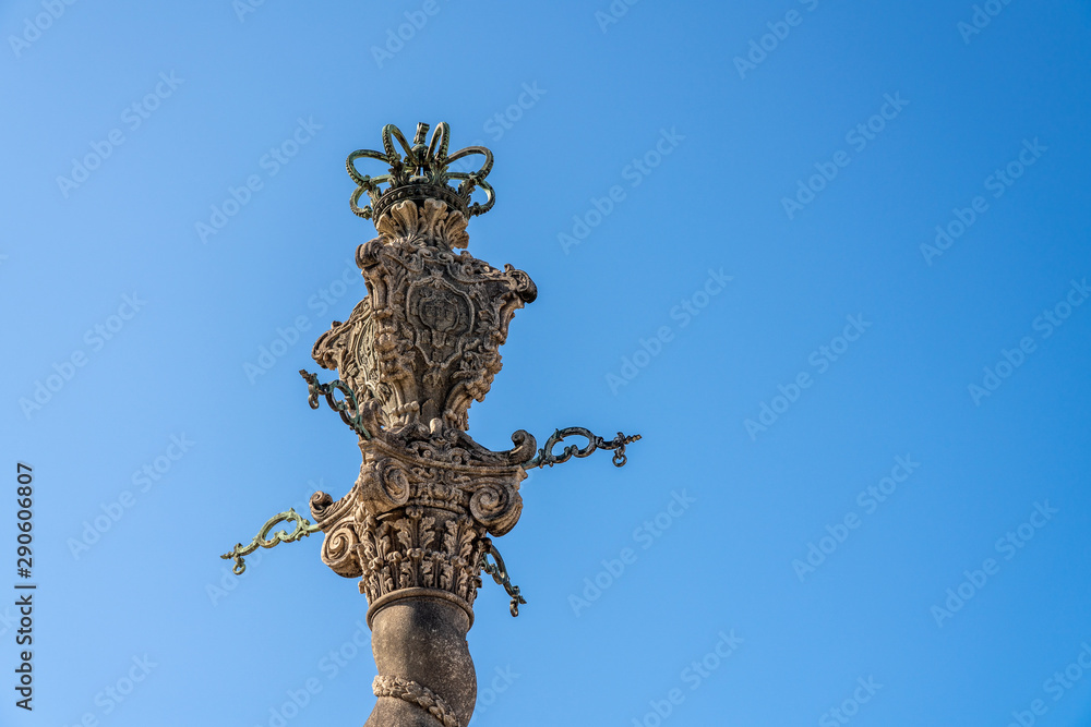 Detail of the ornate carving of the Pillory or Pelourinho by the Se of Oporto in Portugal Detail of the ornate carving of the Pillory or Pelourinho by the Se of Oporto in Portugal
