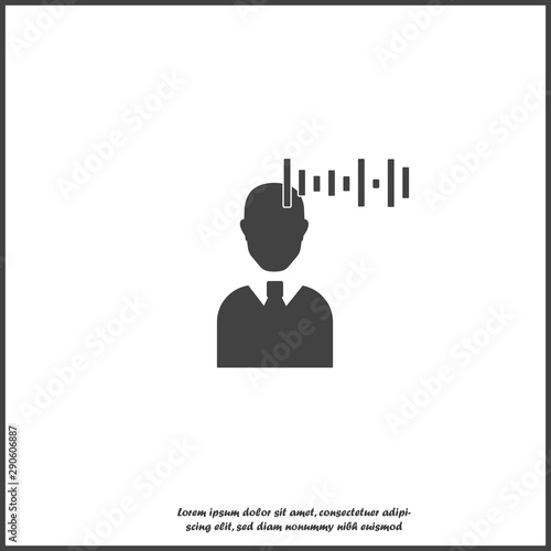 Vector voice recognition icon. User illustration and voice message on white isolated background.