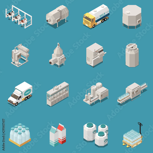Milk Production Icons Set