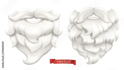 Santa Claus. White beard and mustache. 3d vector icon
