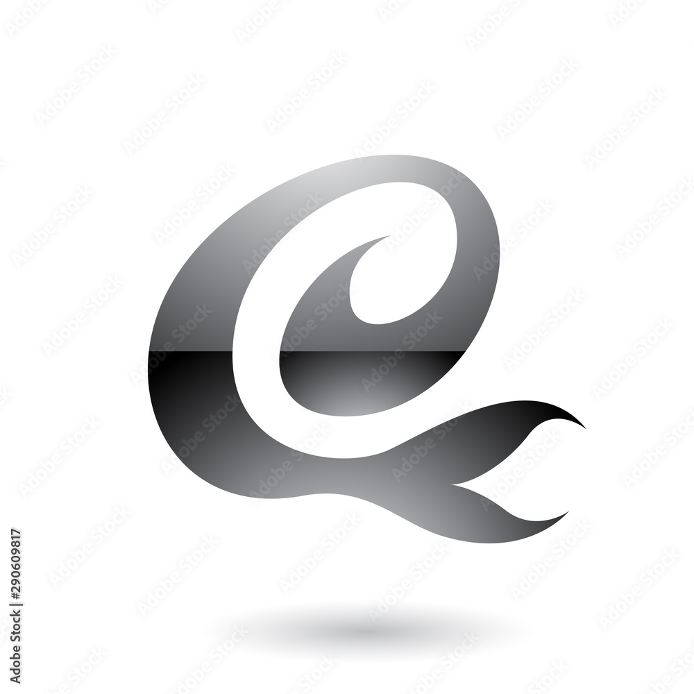 Grey Glossy Curvy Fun Letter E Illustration Grey Glossy Curvy Fun Letter E Illustration