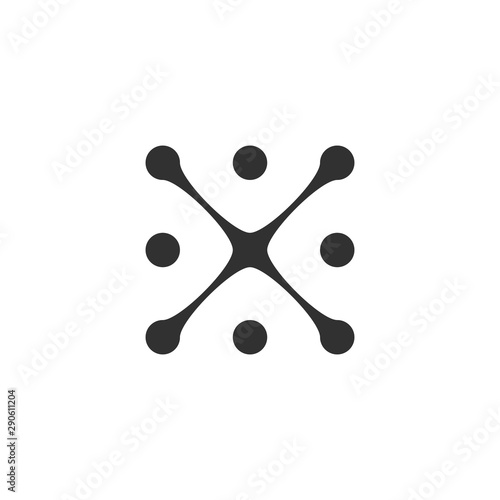 Cross Molecule Vector logo design element. Connected dots Abstract shape. Stock Vector illustration isolated on white background.