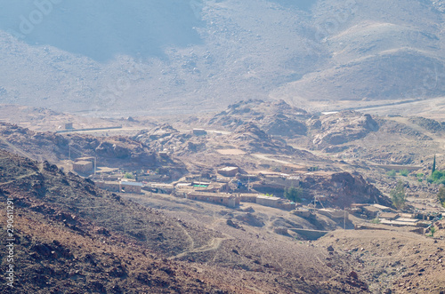 Top view of a village in the mountains of Egypt on the Sinai Peninsula