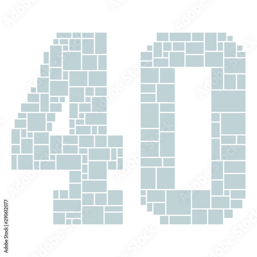 40th Birthday / Anniversary Numbers Vector Mood Board & Branding Presentation. Creative Theme Number Concept Mood Board, Anniversary Celebration, Birthday Celebration. Picture Display & Montage. - Vec