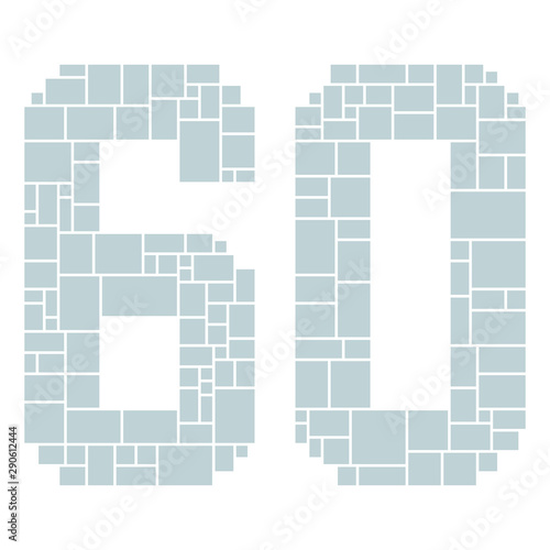 60th Birthday / Anniversary Numbers Vector Mood Board & Branding Presentation. Creative Theme Number Concept Mood Board, Anniversary Celebration, Birthday Celebration. Picture Display & Montage. - Vec