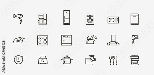 Household appliances icon set. Technology in linear style. Vector illustration