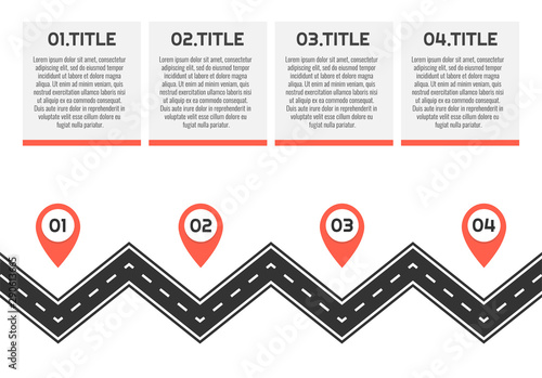 Navigation winding road vector way map infographic. Road infographic template. Vector illustration.