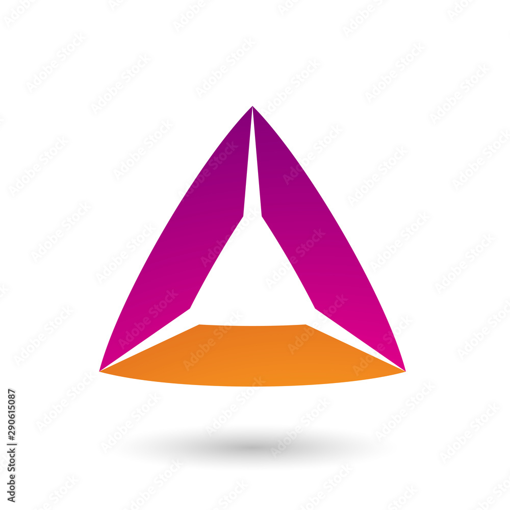 Magenta and Orange Triangle with Bowed Edges Illustration Magenta and Orange Triangle with Bowed Edges Illustration