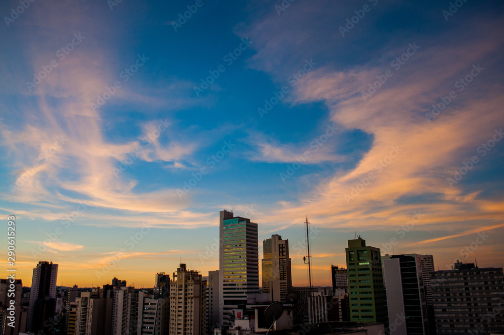 Sunset city silhouette in Curitiba Brasil Sunset city silhouette in Curitiba Brasil