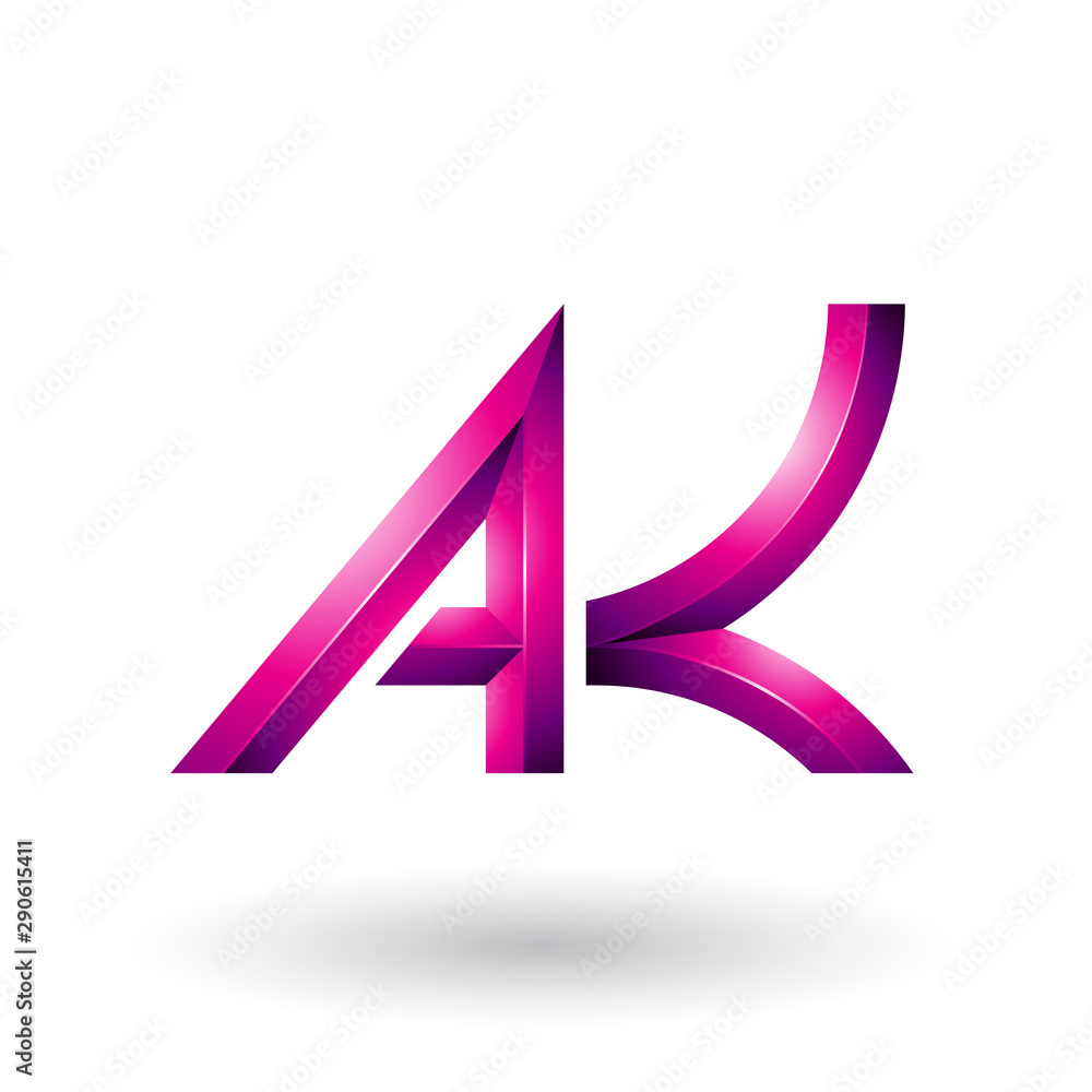 Magenta Bold and Curvy Geometrical Letters A and K Illustration Magenta Bold and Curvy Geometrical Letters A and K Illustration