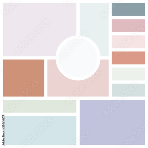 Vector Mood Board & Branding Presentation. Creative Theme Mood Board, Logo Template, Collage Frames with Universal Colour Palette. Picture Display & Montage.