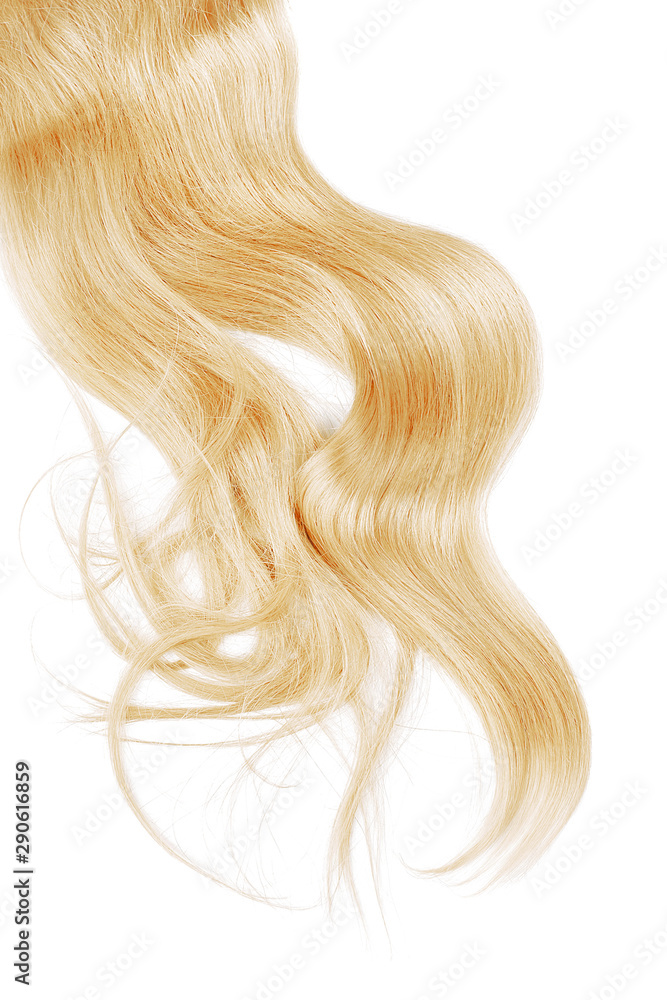 Blond hair straightening isolated on white background