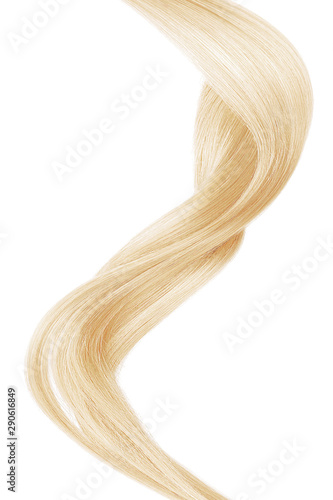 Blond shiny hair wave, isolated over white