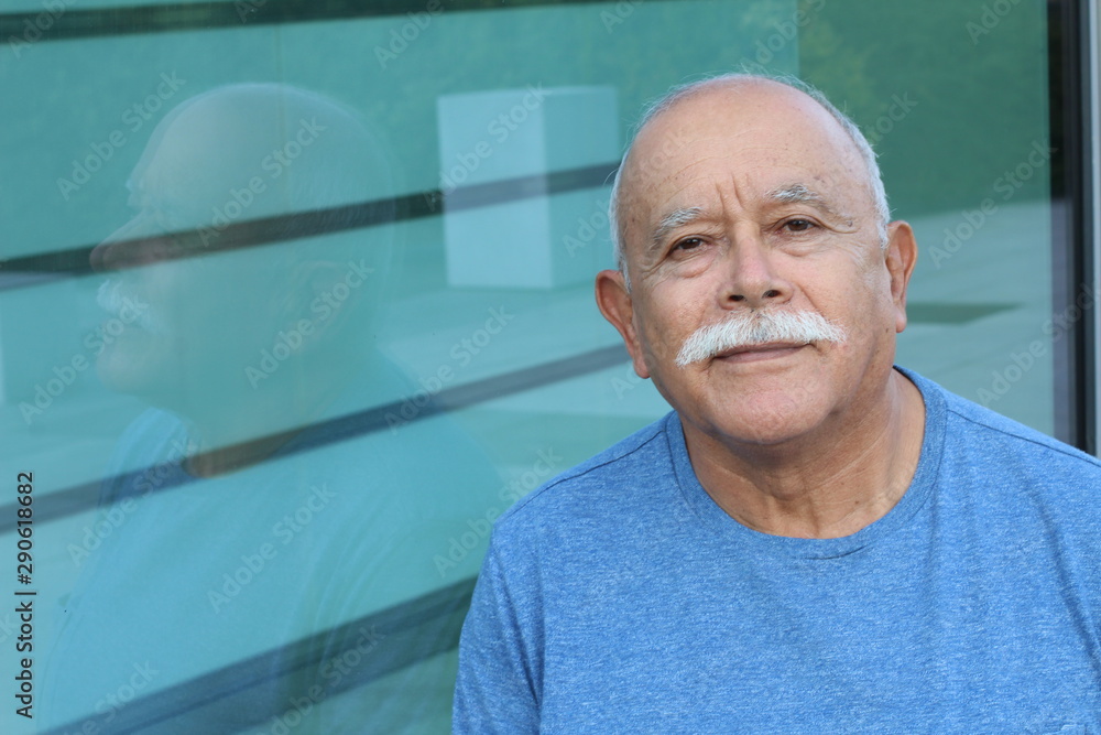Bald senior man with a mustache Bald senior man with a mustache