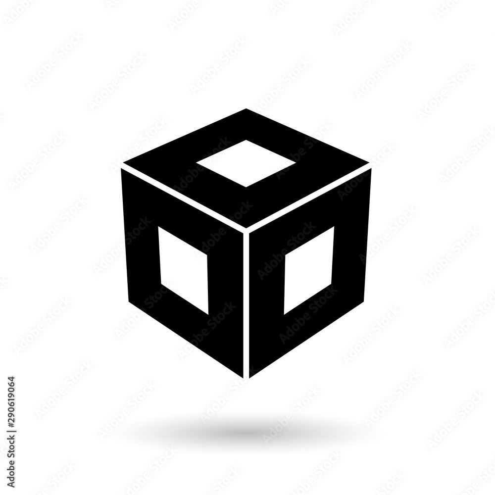 Monochrome Black Square Cube Illustration Monochrome Black Square Cube Illustration