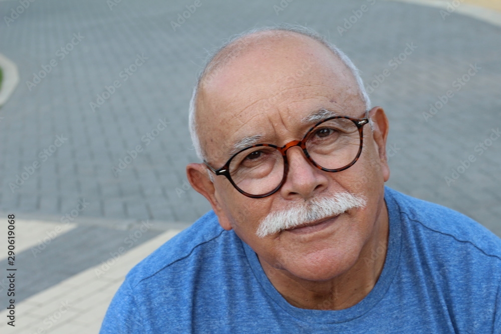 Bald senior man with a mustache Bald senior man with a mustache