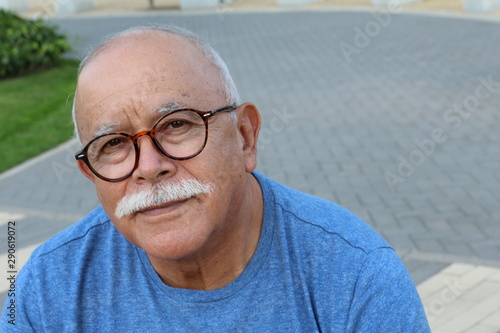 Bild auf Leinwand Bald senior man with a mustache