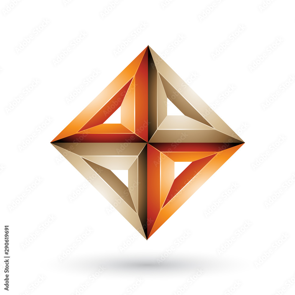 Orange and Beige 3d Geometrical Embossed Diamond Shape Illustration Orange and Beige 3d Geometrical Embossed Diamond Shape Illustration