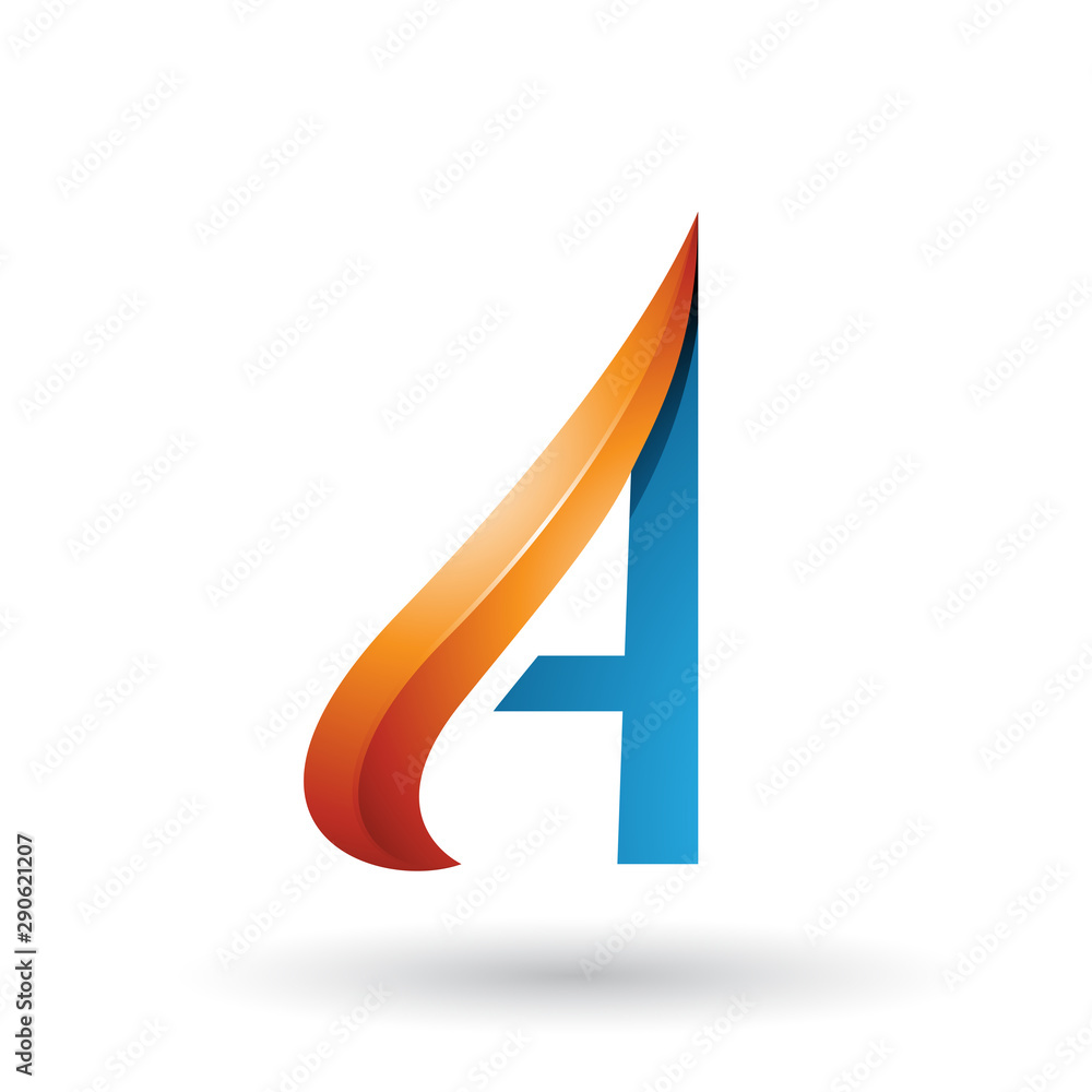 Orange and Blue Embossed Arrow-like Letter A Illustration Orange and Blue Embossed Arrow-like Letter A Illustration