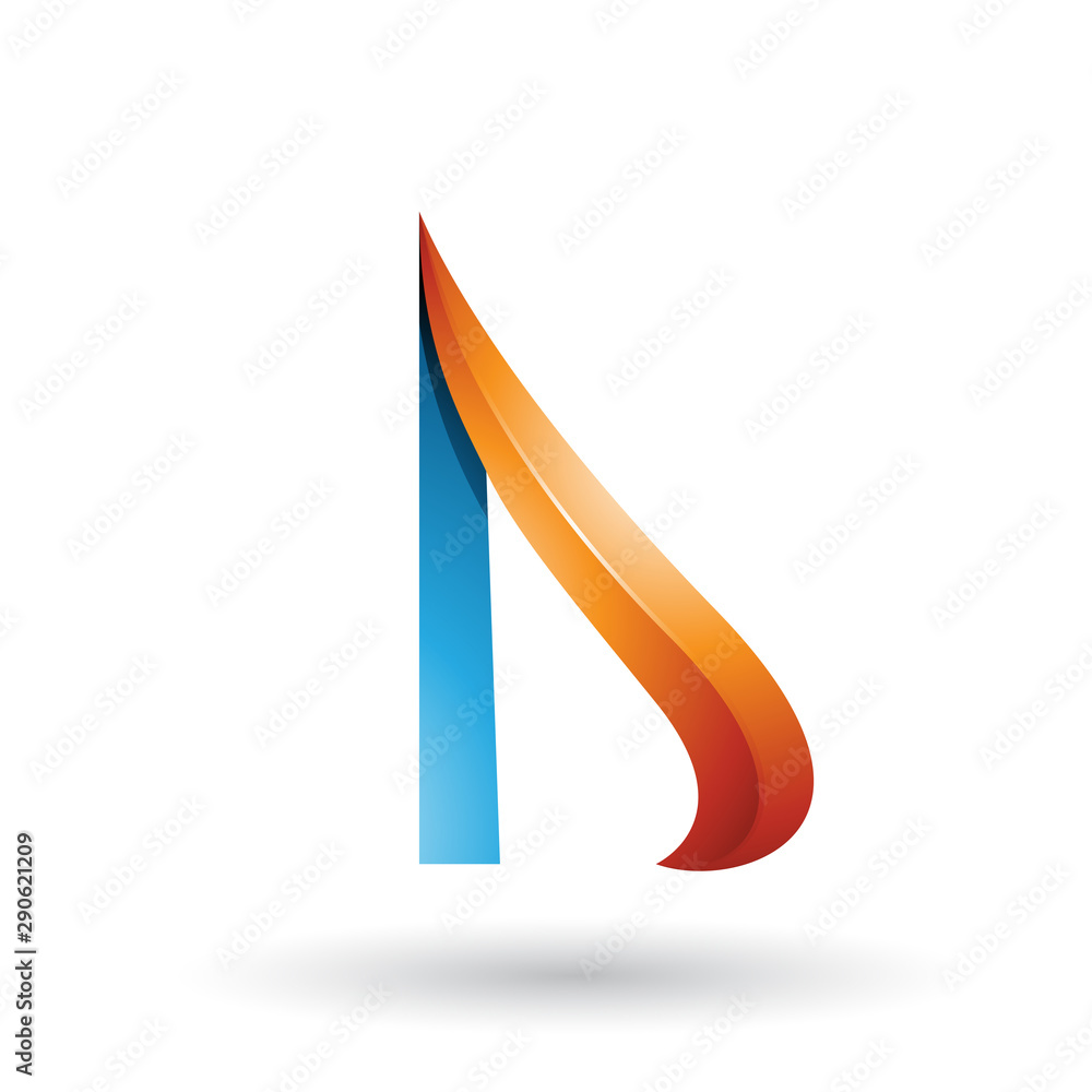 Orange and Blue Embossed Arrow-like Letter D Illustration Orange and Blue Embossed Arrow-like Letter D Illustration