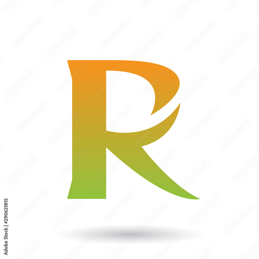 Orange and Green Gradient R with a Spiky Tail Illustration Orange and Green Gradient R with a Spiky Tail Illustration