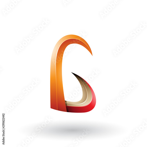 Orange and Red 3d Horn Like Letter G Illustration