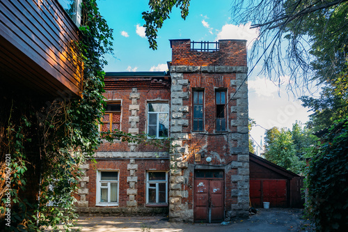 Old red brick house in historical part of Voronezh