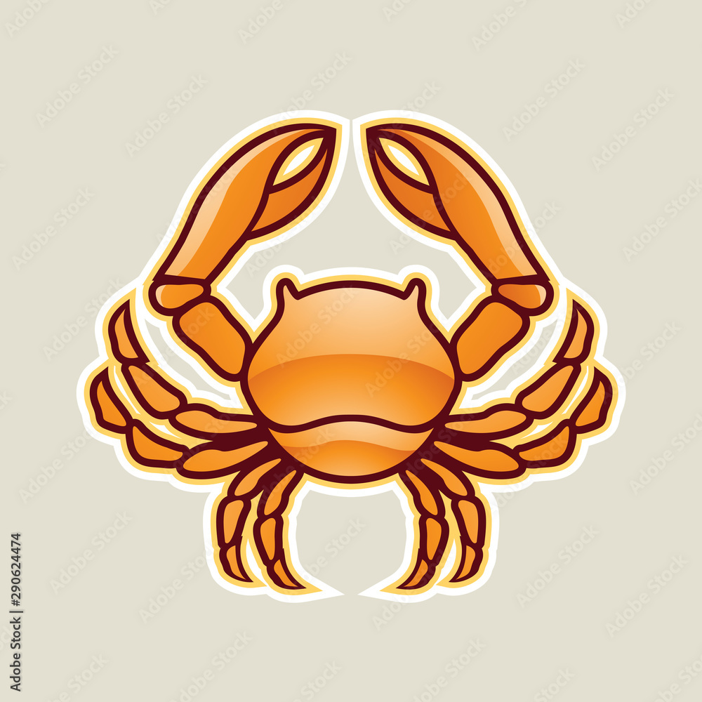 Orange Glossy Crab or Cancer Icon Illustration Orange Glossy Crab or Cancer Icon Illustration