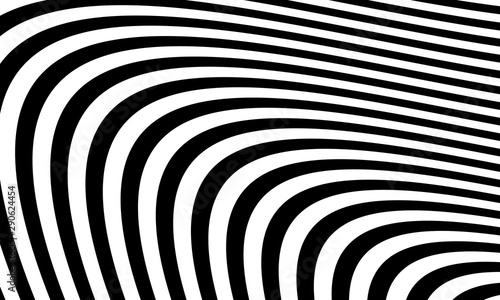 Abstract wavy black and white striped background vector design.