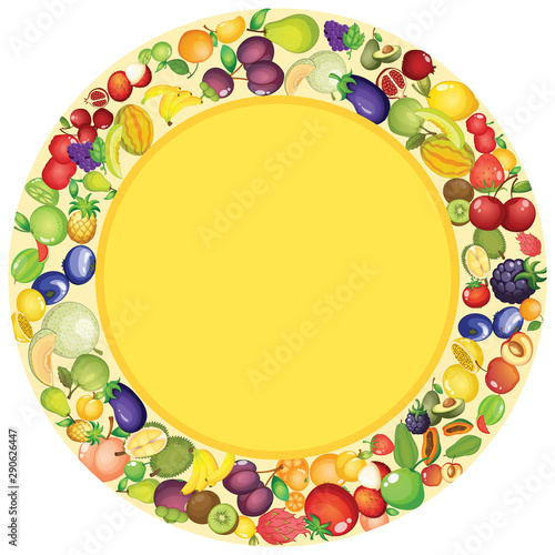 Frame template design with fruits