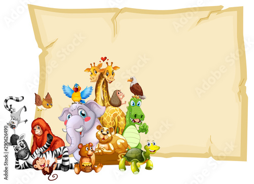 Border template design with cute animals