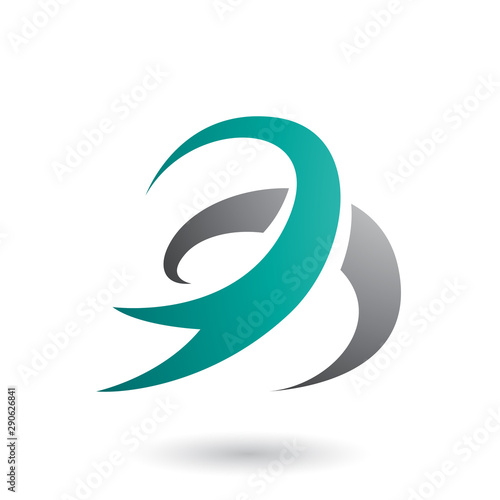 Persian Green Abstract Wind and Twister Shape Illustration