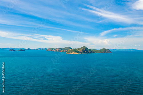 Aerial view of beautiful island with blue ocean in Sattahip, Thailand © Panwasin