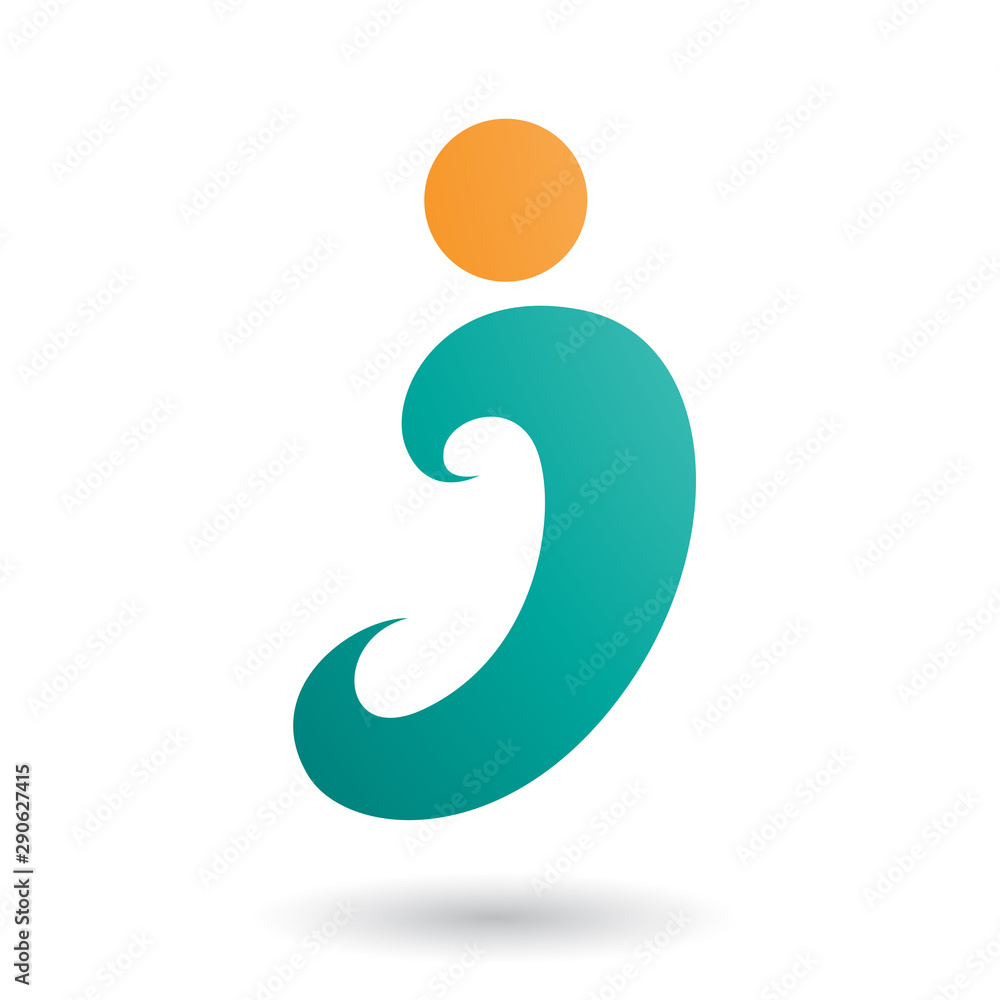 Persian Green Curvy Fun Letter I Illustration Persian Green Curvy Fun Letter I Illustration
