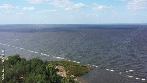 Wallpaper Mural Drone flight over the Kiev Sea, in clear sunny weather. 4K resolution. Torontodigital.ca