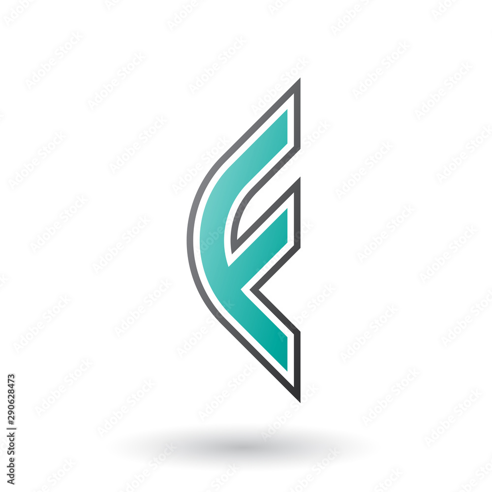 Persian Green Letter F Icon with Round Corners and Outer Stripes Persian Green Letter F Icon with Round Corners and Outer Stripes