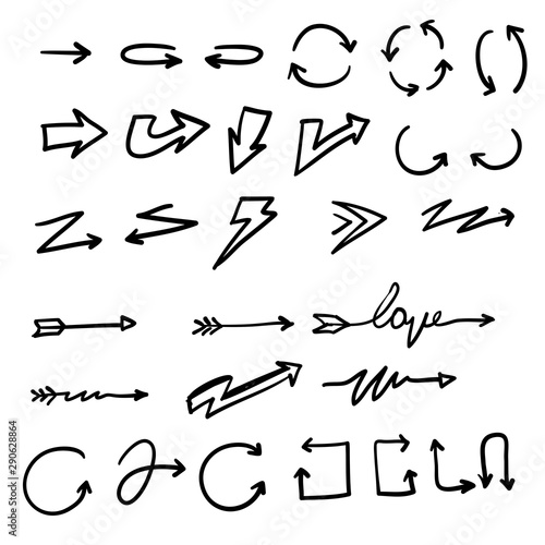 doodle arrow collection handdrawn vector style