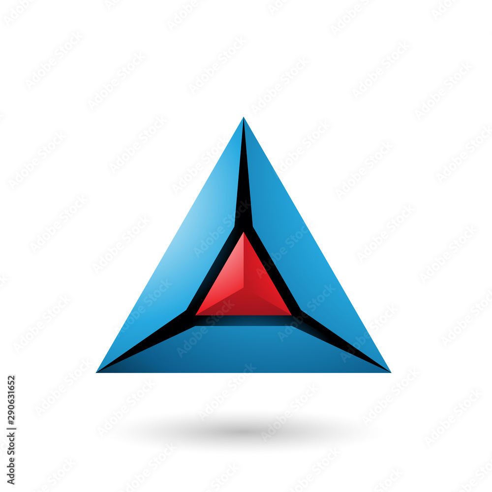 Red and Blue 3d Pyramid Icon Illustration