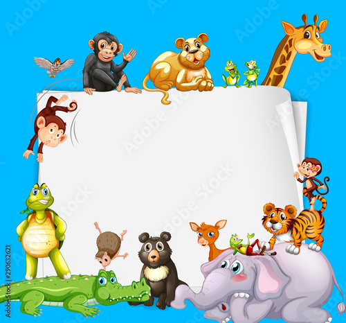 Border template design with cute animals
