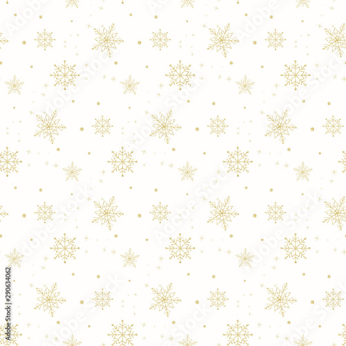 Snowflake Gold Glitter Seamless Pattern
