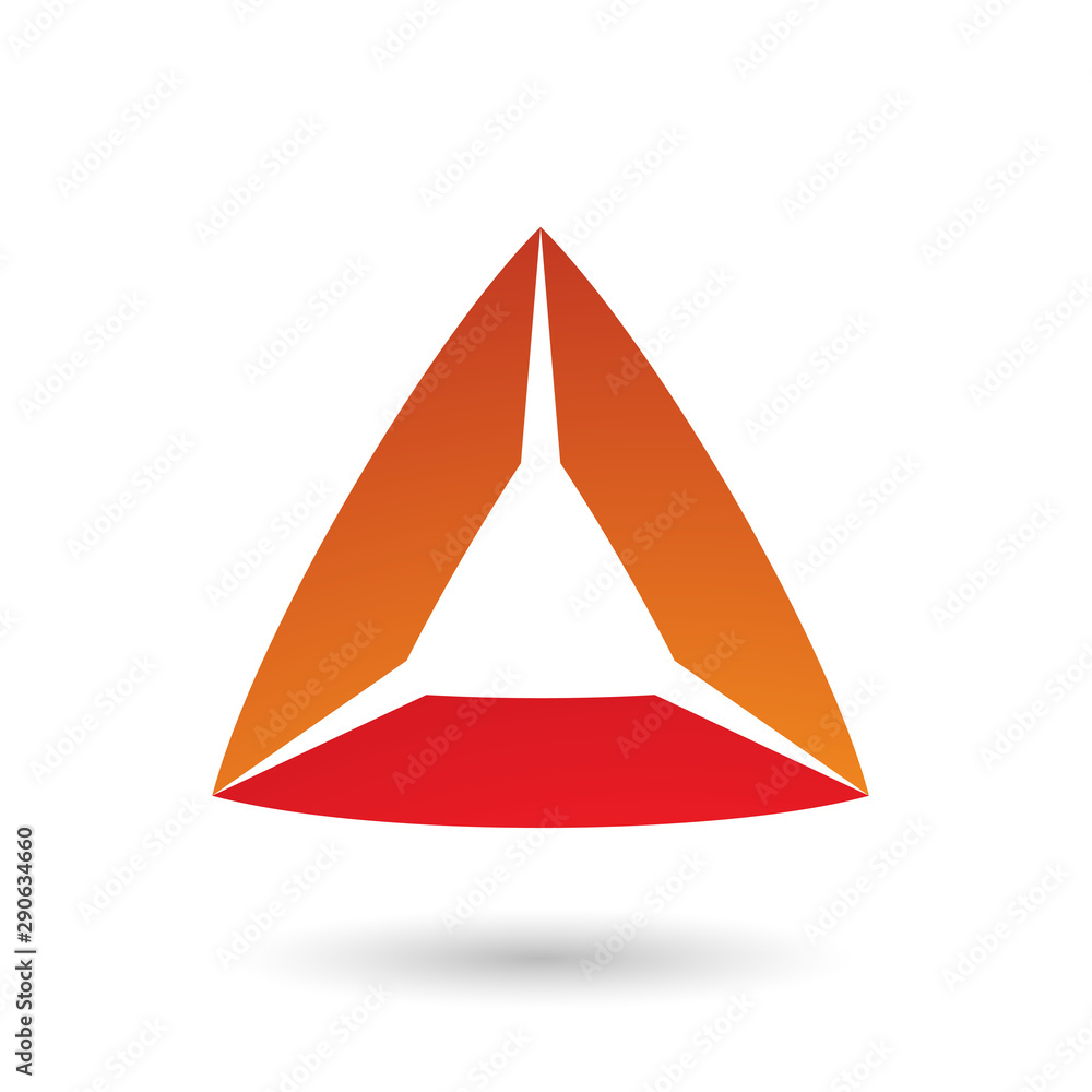 Fototapeta premium Red and Orange Triangle with Bowed Edges Illustration